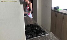 Stepmom's naughty girl flaunts her butt for me in the pantry