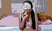 Mladá nevlastní sestra lákána zmrzlinou a drsným sexem zezadu v hentai karikatuře