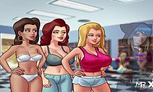 Las chicas de dibujos animados se ponen traviesas en el vestuario en Summertimesaga