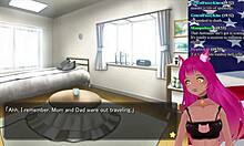 Petite amie hentai joue avec Vtuber dans une vidéo maison